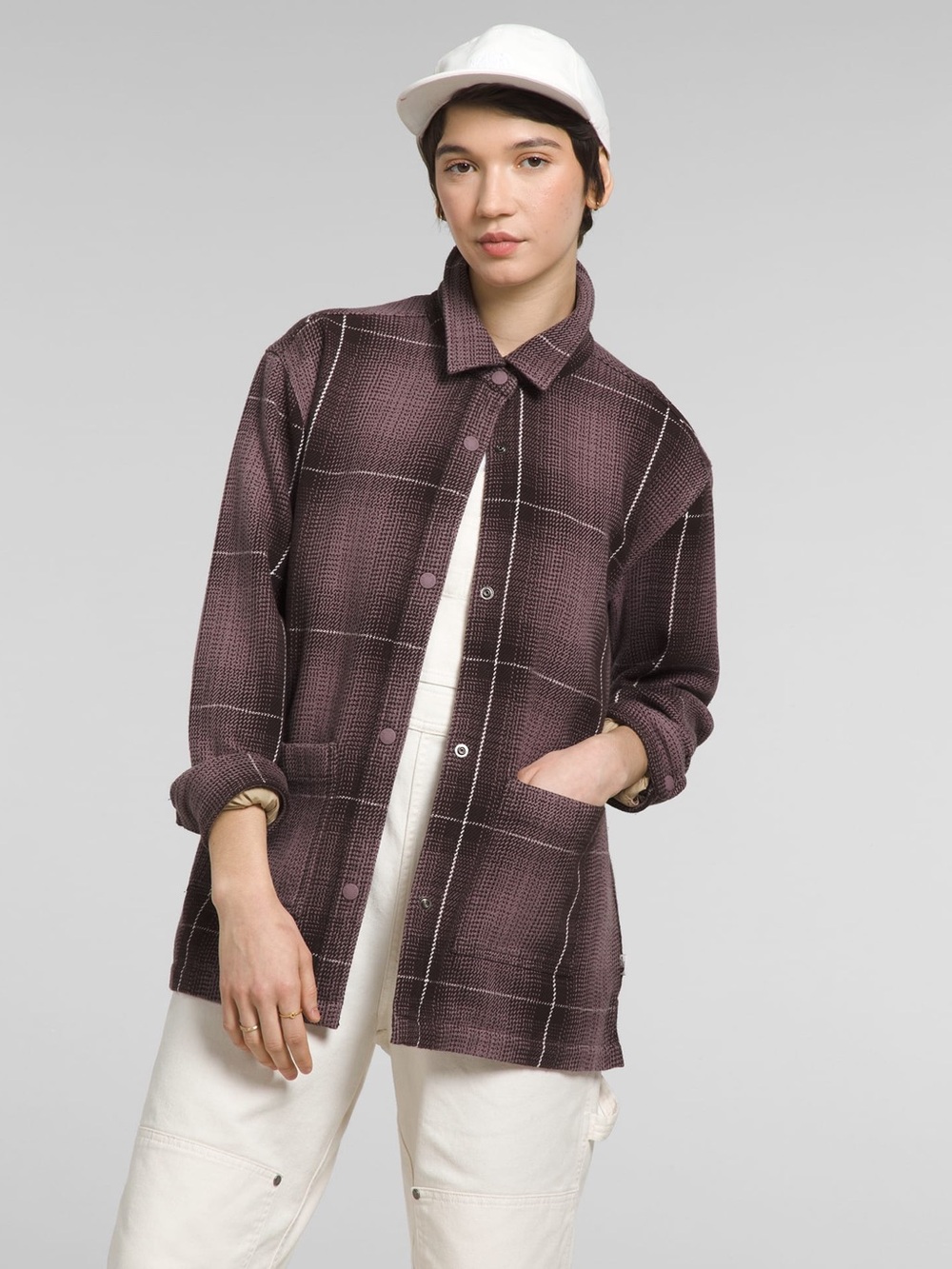 The North Face Women's valley twill Plum Plaid Utility shacket Jacket XL